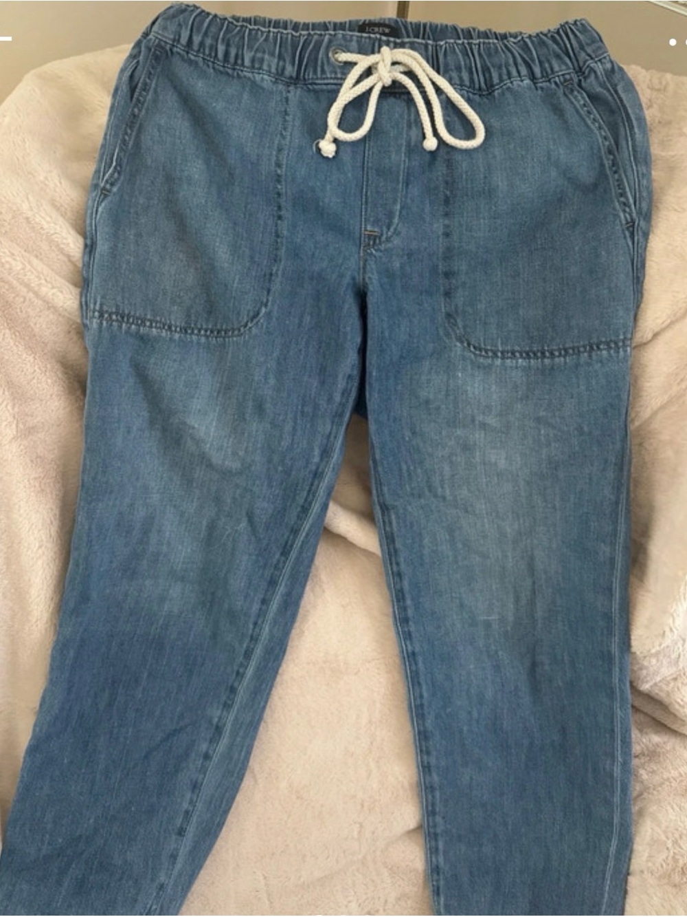 J. Crew Light Blue Denim Ankle Crop Jeans with Drawstring
